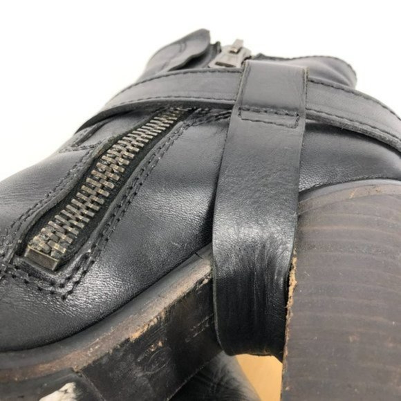 Allsaints jules Block heeled black Leather biker boots in EU 39 buckle wrap - Picture 12 of 16
